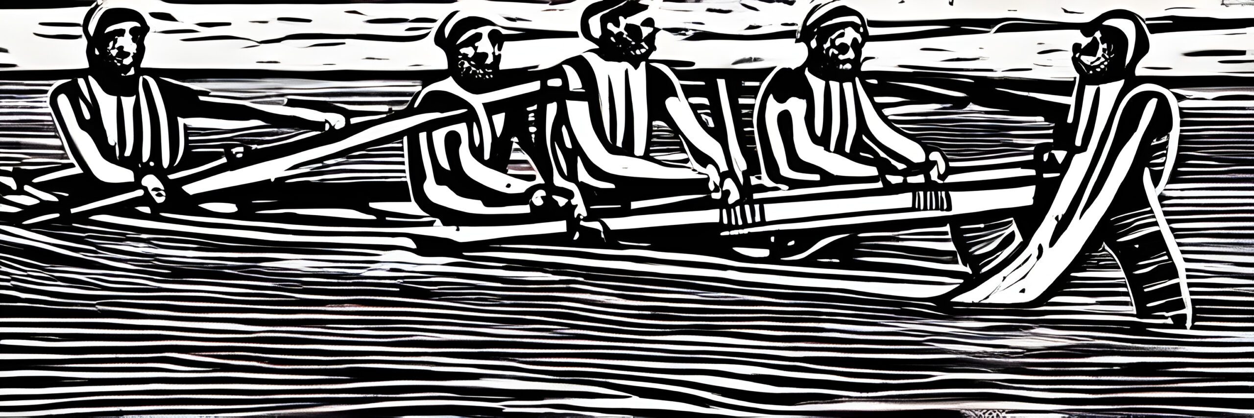 Galley slaves rowing